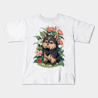 Floral Terrier's Serenity Kids T-Shirt